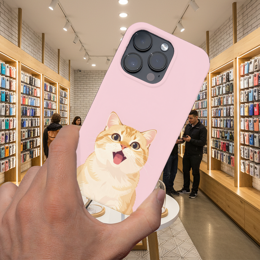 Kawaii Meowing Orange Cat iPhone 16 Pro Max Case