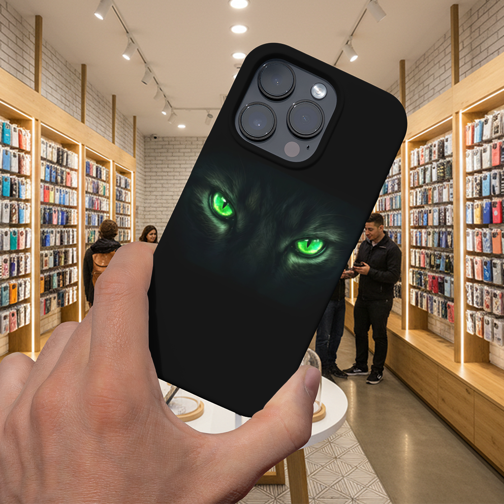 Glowing Green Monster Eyes iPhone 16 Pro Max Case