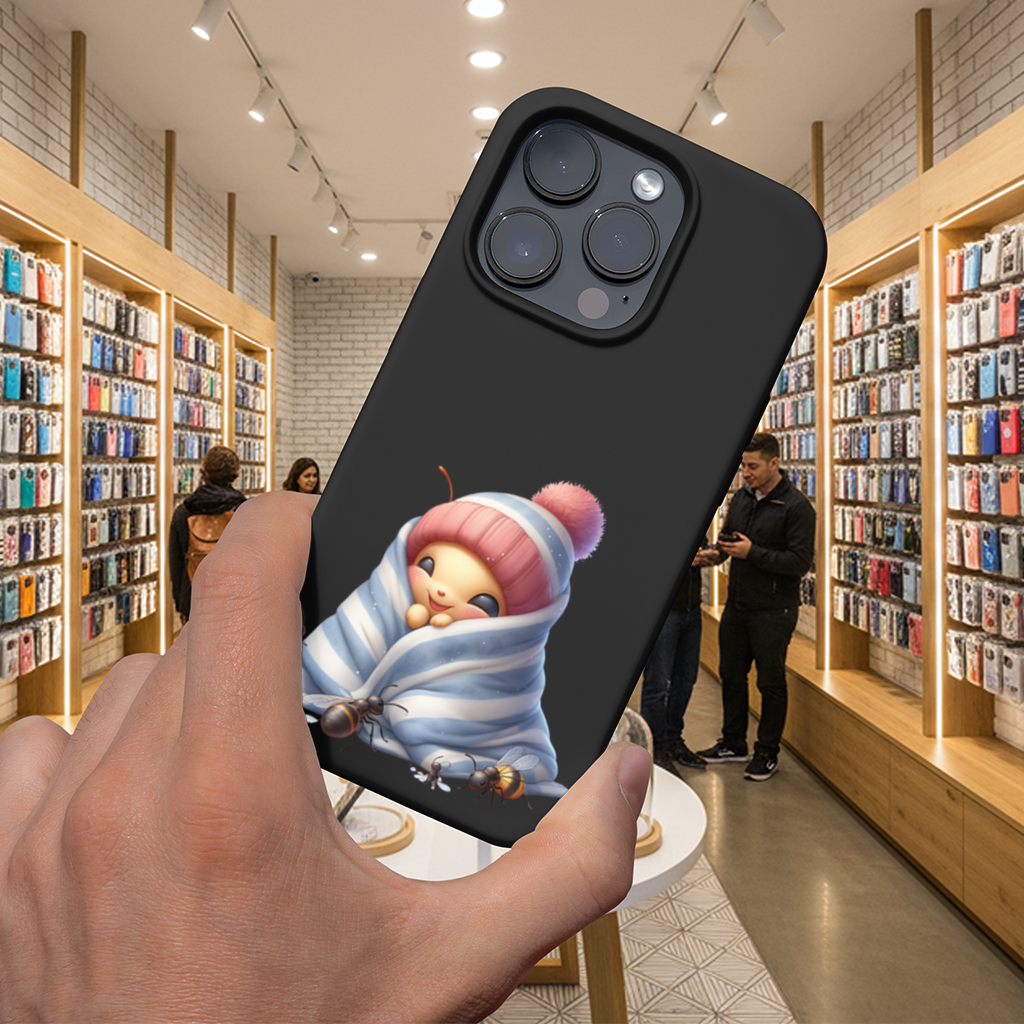 Battaniyeye Sarılı Pembe Bereli Arı iPhone 16 Pro Max Kılıfı