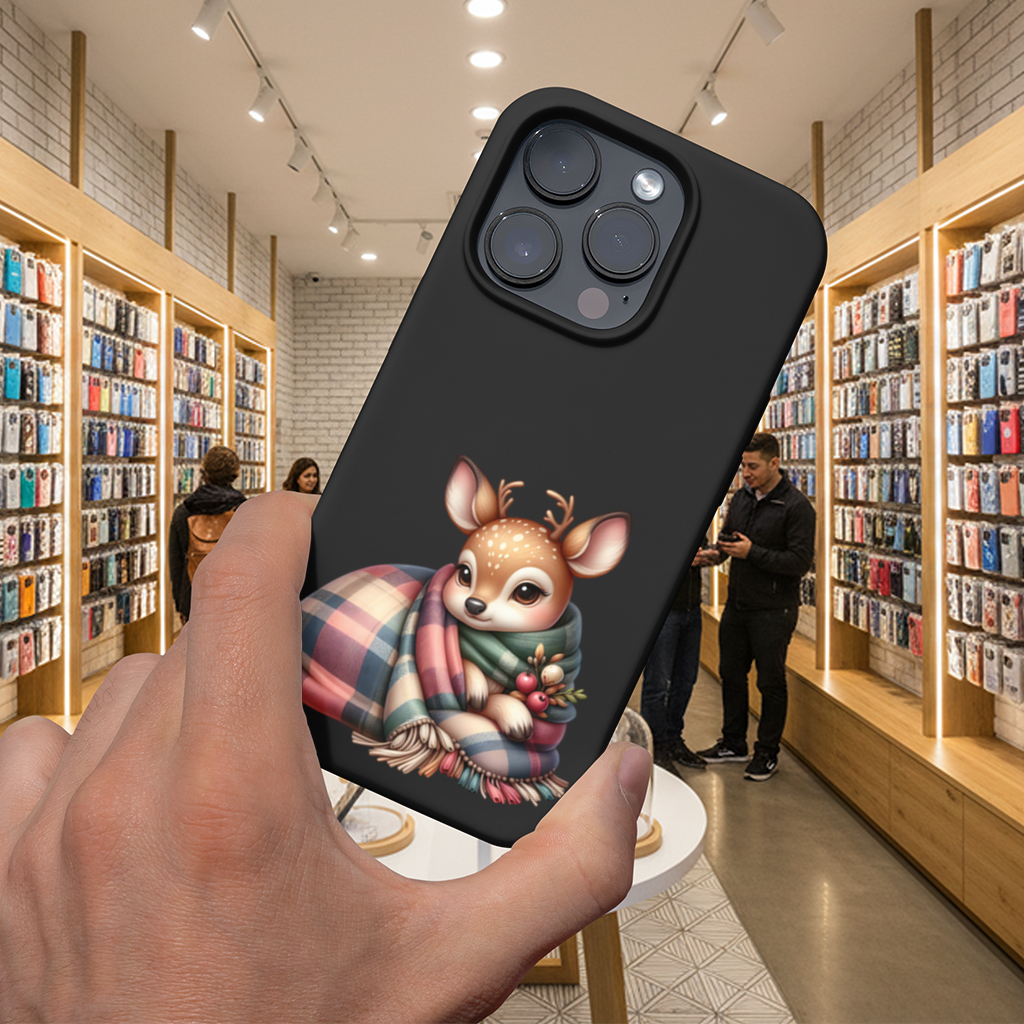 Kawaii Baby Deer with Plaid Scarf iPhone 16 Pro Max Case