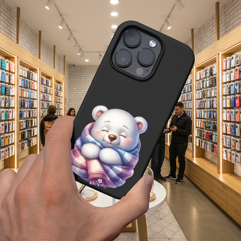Cozy Sleepy Polar Bear Cub iPhone 16 Pro Max Case