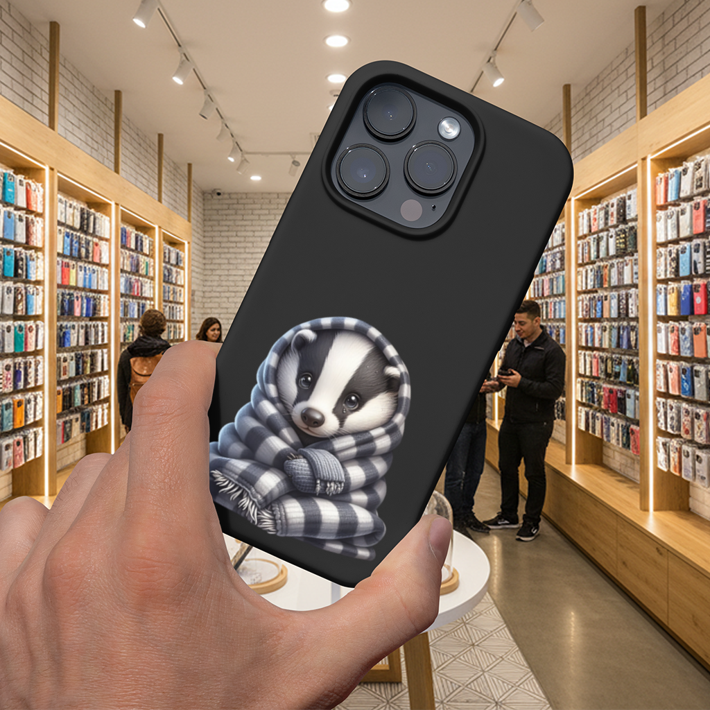 Cozy Baby Badger Wrapped in Blanket iPhone 16 Pro Max Case