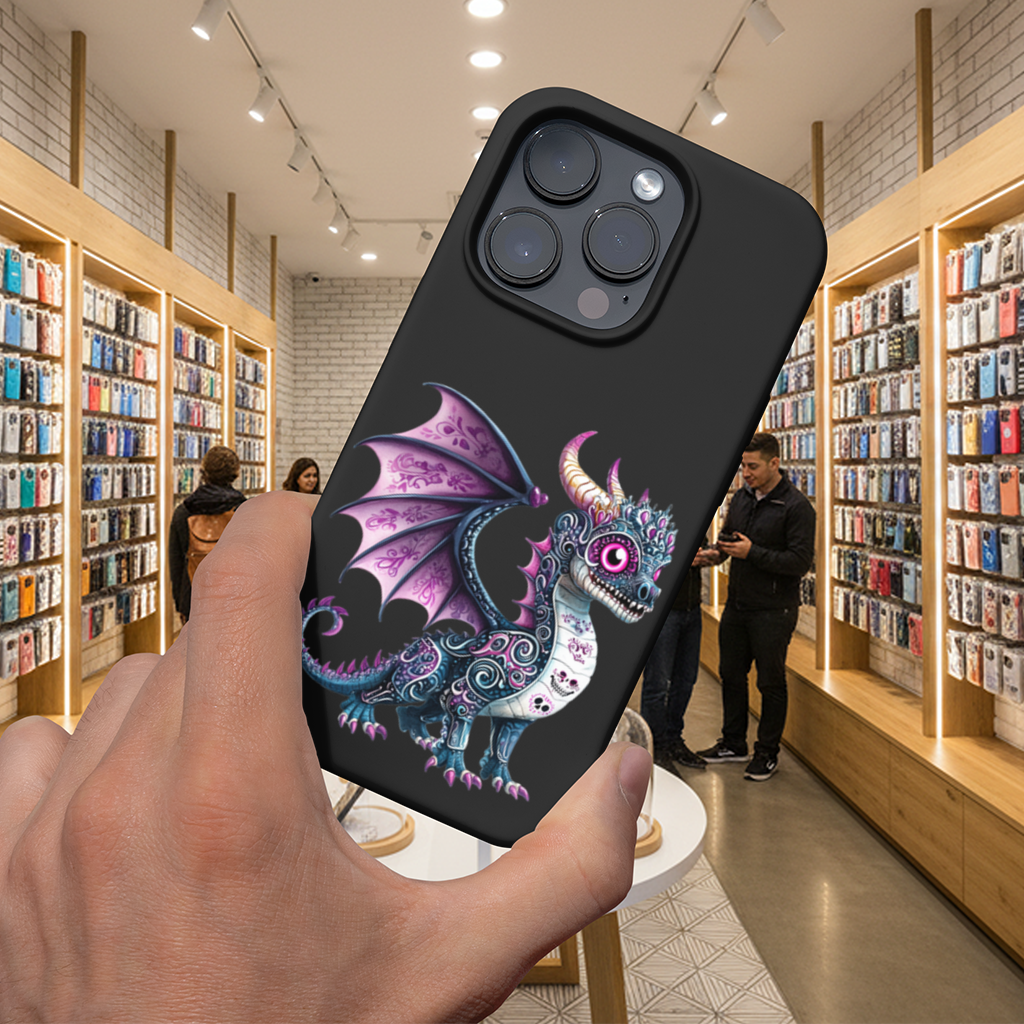 Mor Şeker Kurukafa Ejderhası iPhone 16 Pro Max Kılıfı