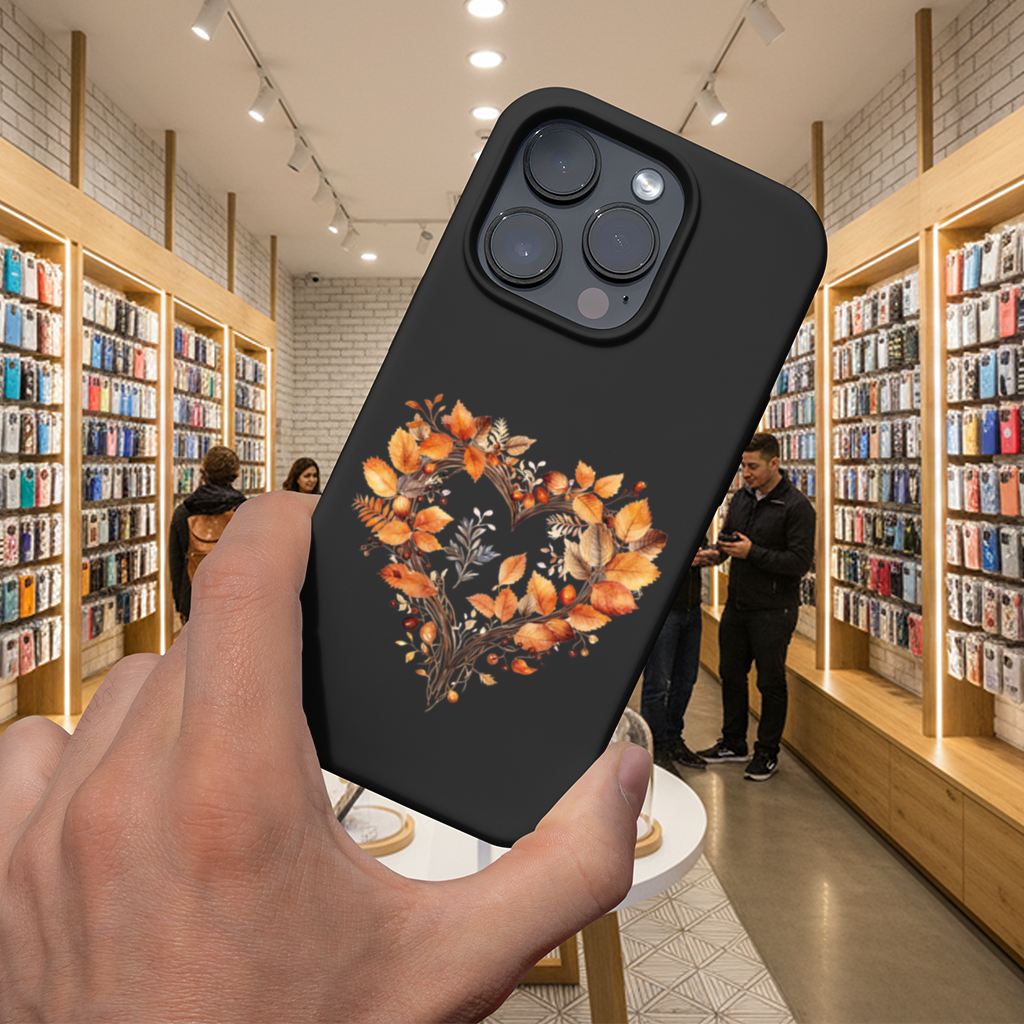 Turuncu Sonbahar Yaprakları Kalbi iPhone 16 Pro Max Kılıfı