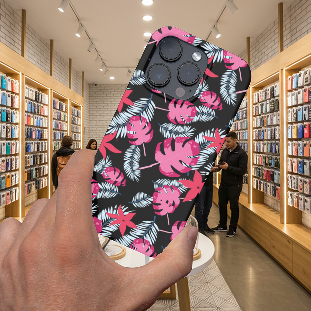 Pink Monstera and Tropical Lily iPhone 16 Pro Max Case