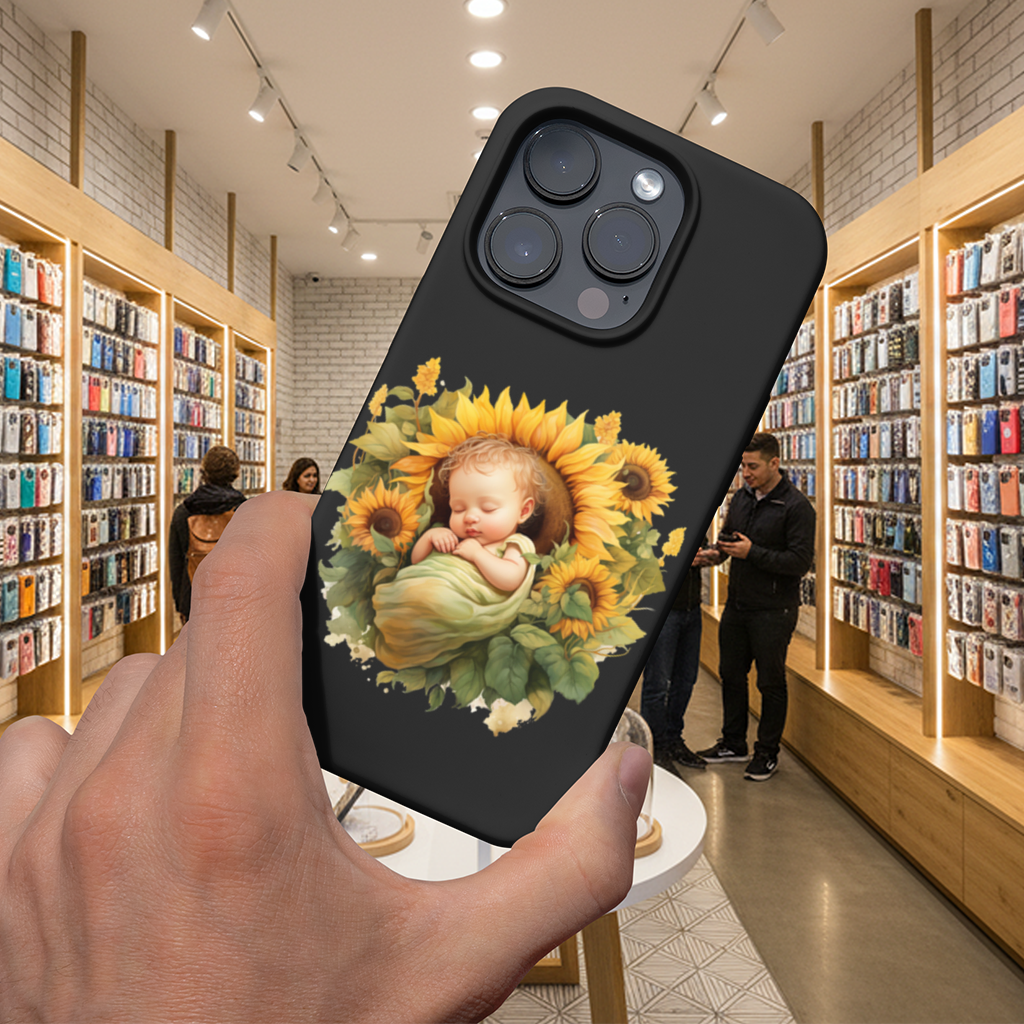 Sleeping Baby in Sunflower iPhone 16 Pro Max Case