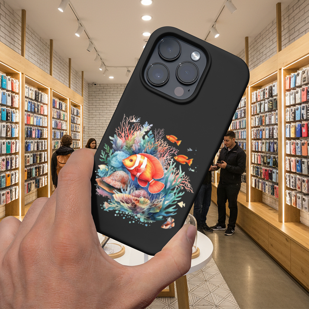 Watercolor Clownfish and Tropical Coral Reef iPhone 16 Pro Max Case