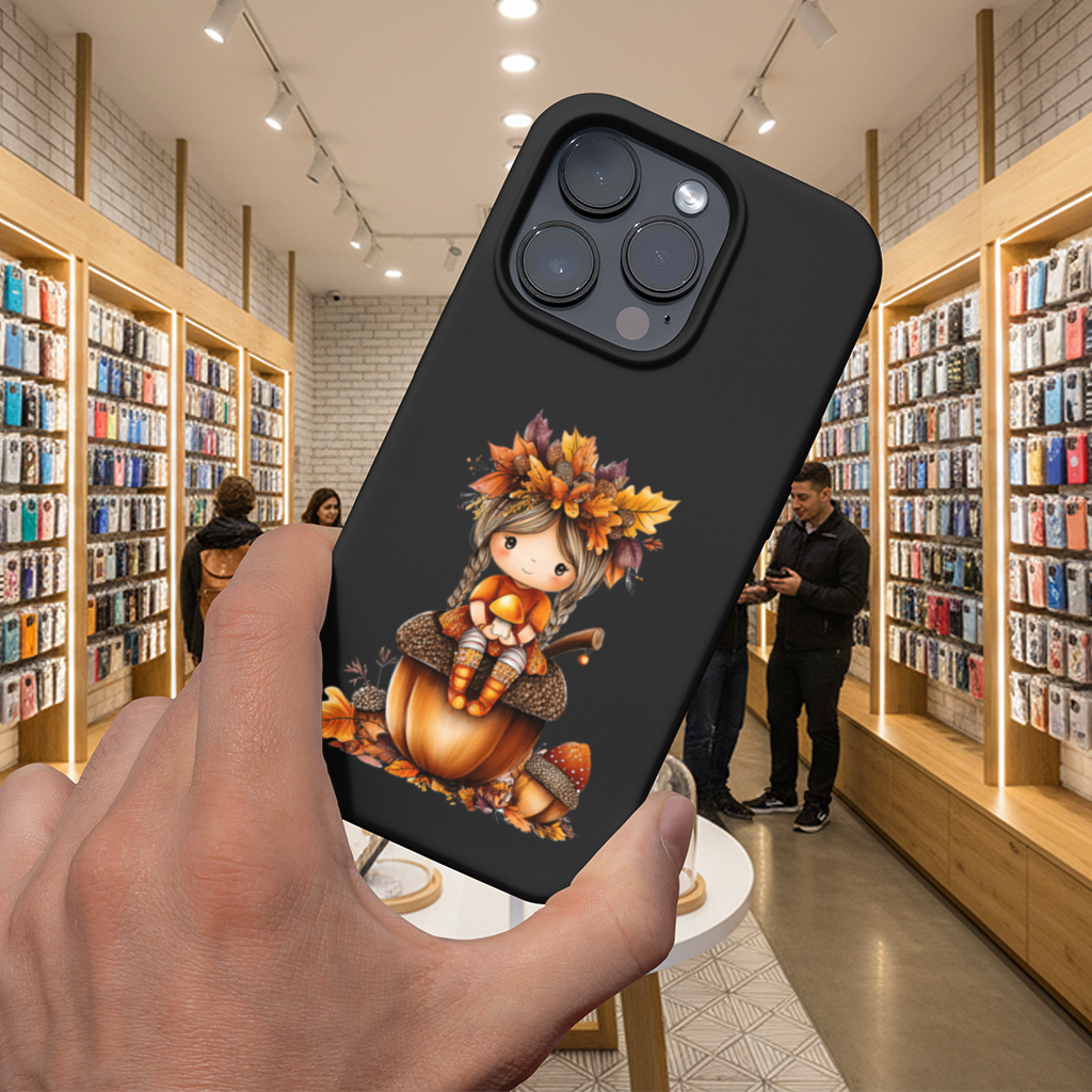 Mantar Tutan Meşe Palamudu Kızı iPhone 16 Pro Max Kılıfı