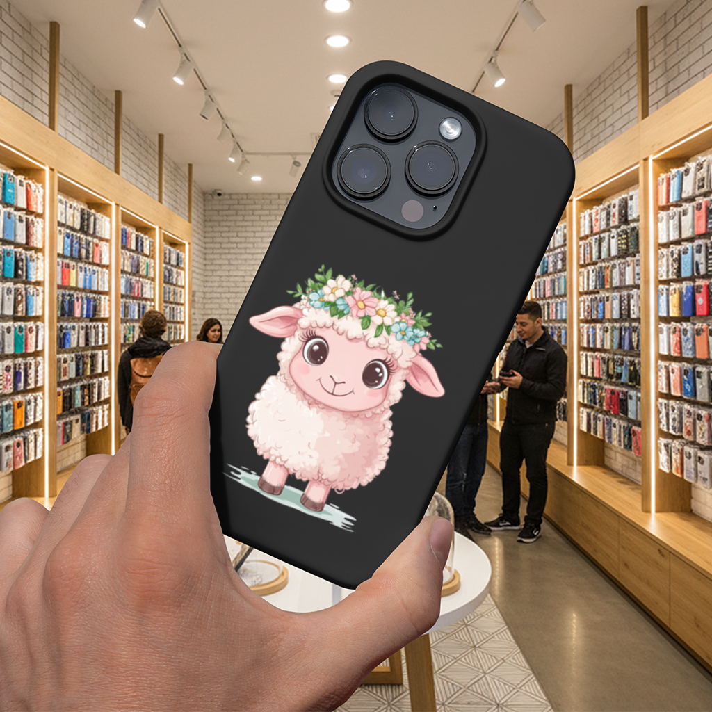Kawaii Flower Crown Pink Lamb iPhone 16 Pro Max Case
