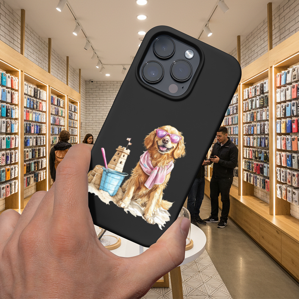 Beach Golden Retriever Pink Sunglasses iPhone 16 Pro Max Case