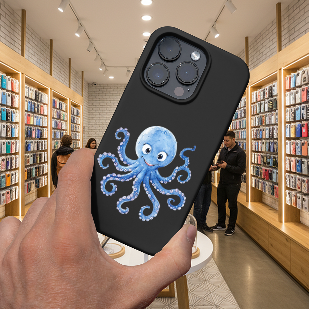 Cute Blue Watercolor Octopus iPhone 16 Pro Max Case