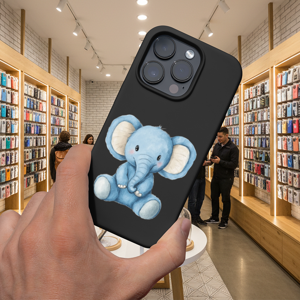 Cute Blue Watercolor Baby Elephant iPhone 16 Pro Max Case