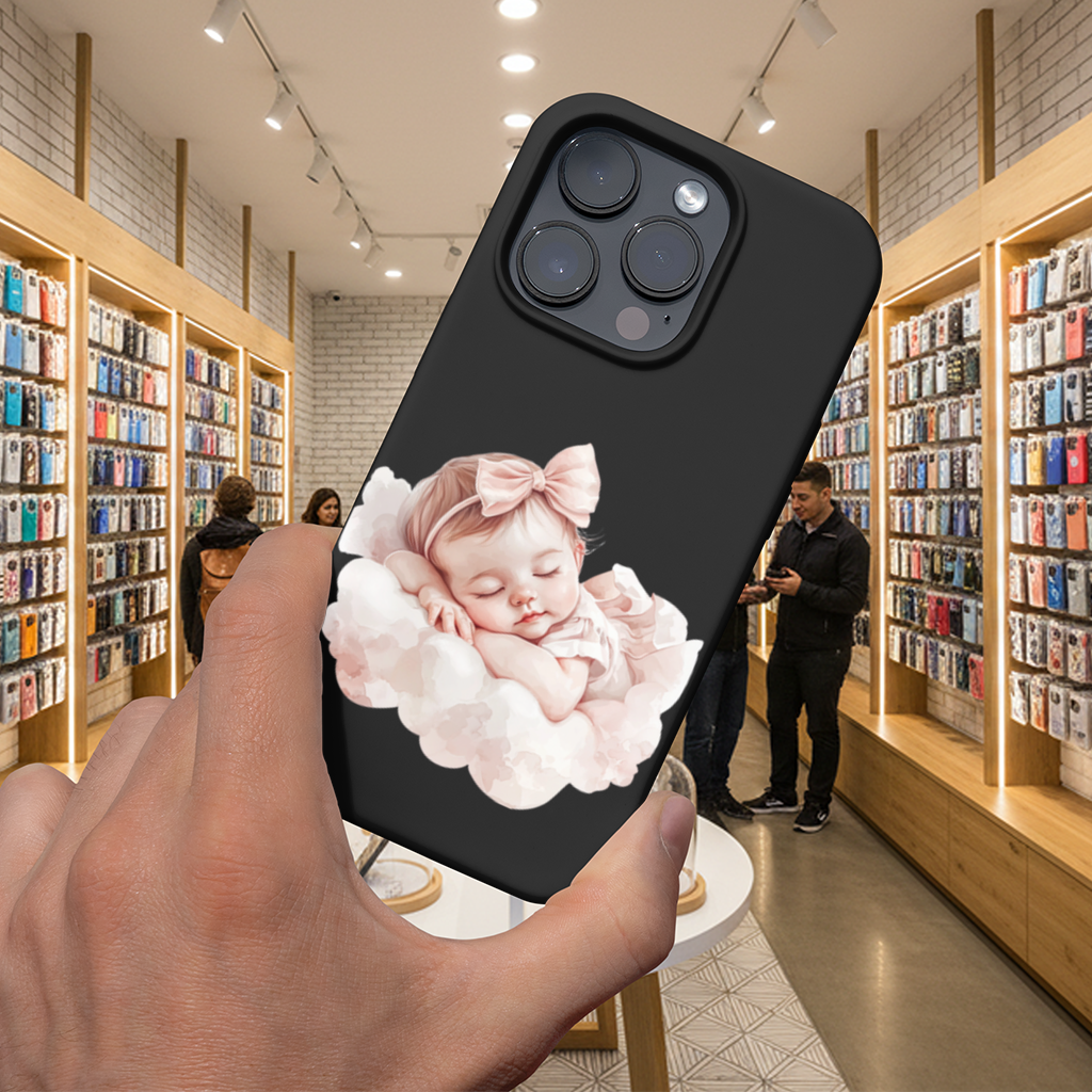 Pembe Kurdeleli Uyuyan Kız Bebek iPhone 16 Pro Max Kılıfı