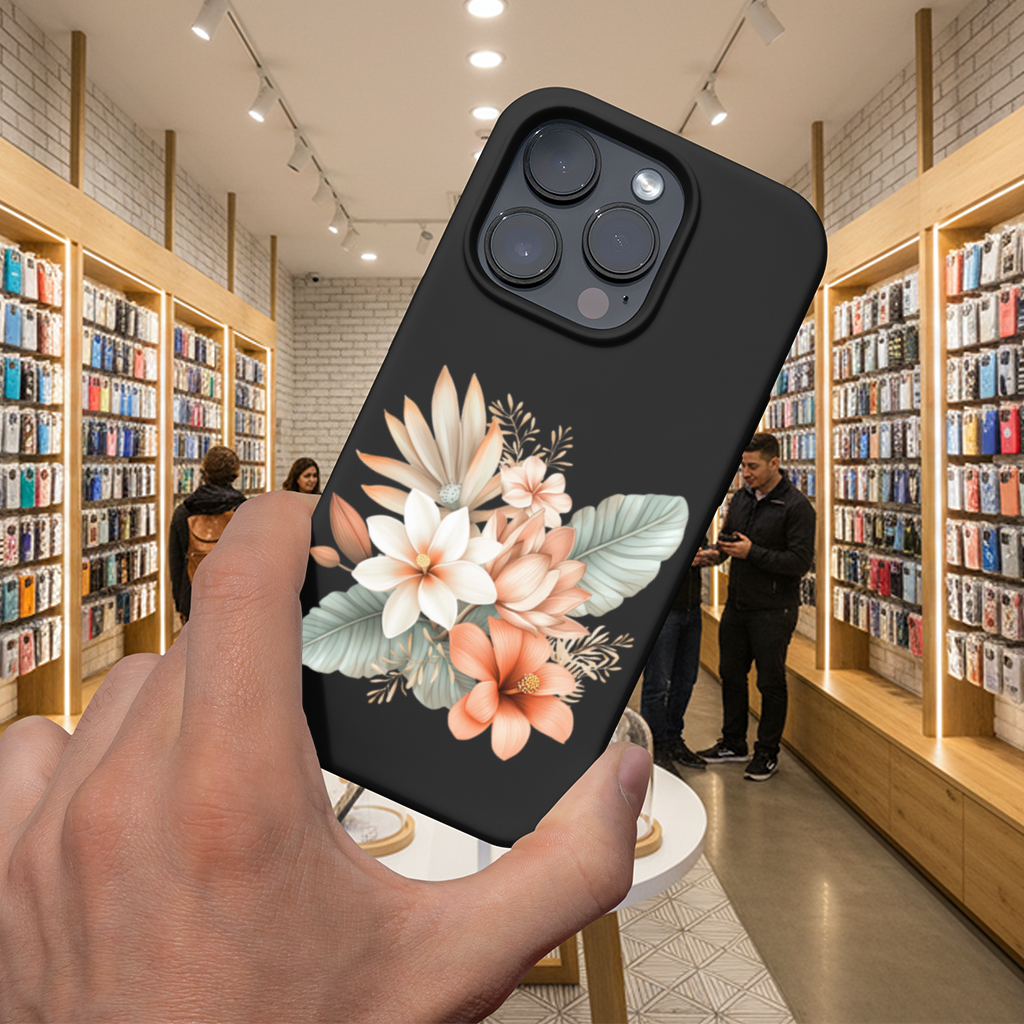 Şeftali Tonlu Tropikal Çiçek Buketi iPhone 16 Pro Max Kılıfı