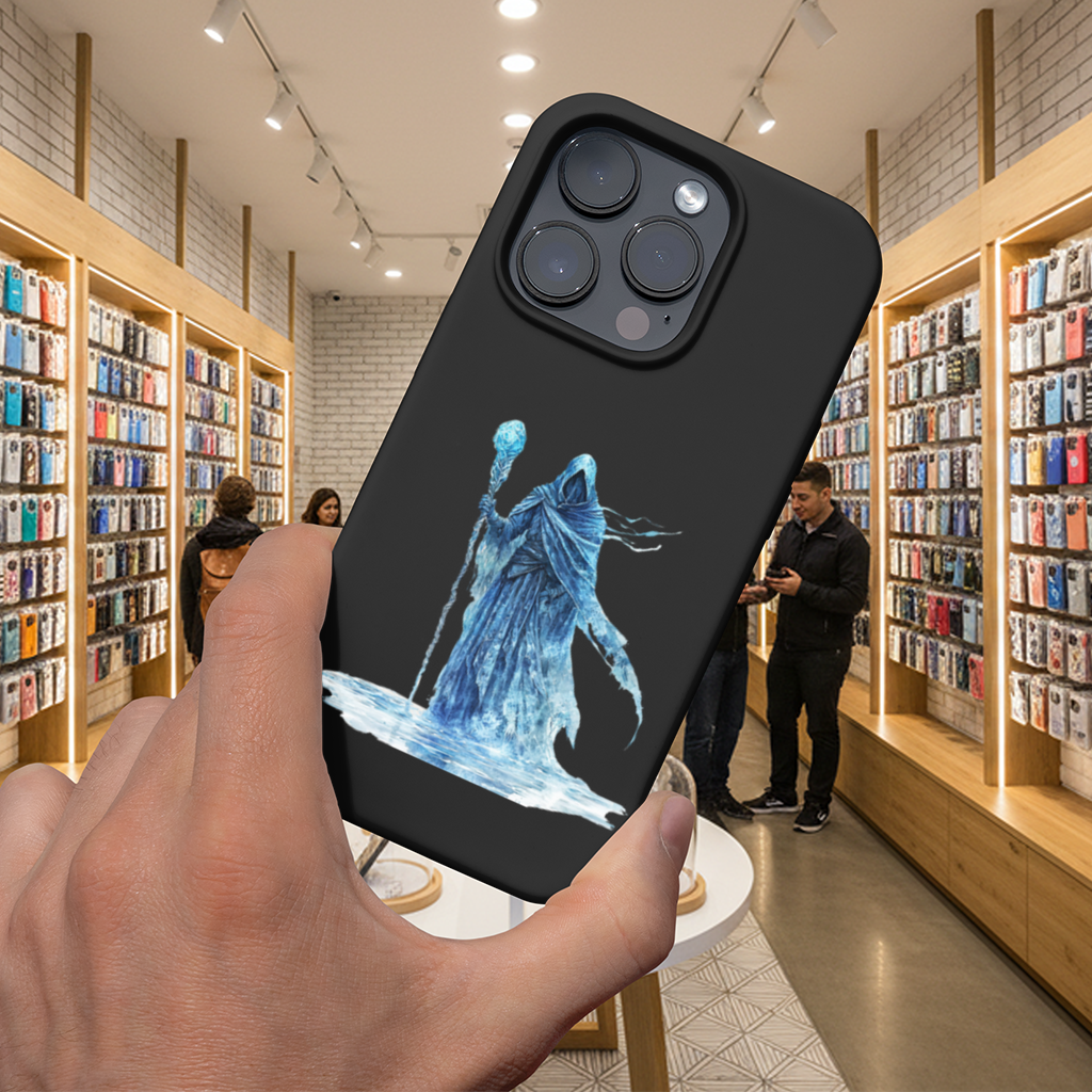 Blue Frost Mage Hooded Wizard Staff iPhone 16 Pro Max Case