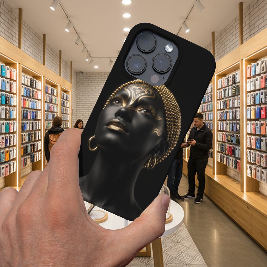 Gold Afrofuturistic Black Woman iPhone 16 Pro Max Case