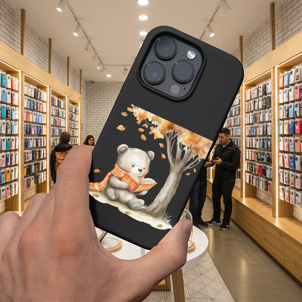 Reading Bear with Orange Scarf iPhone 16 Pro Max Case