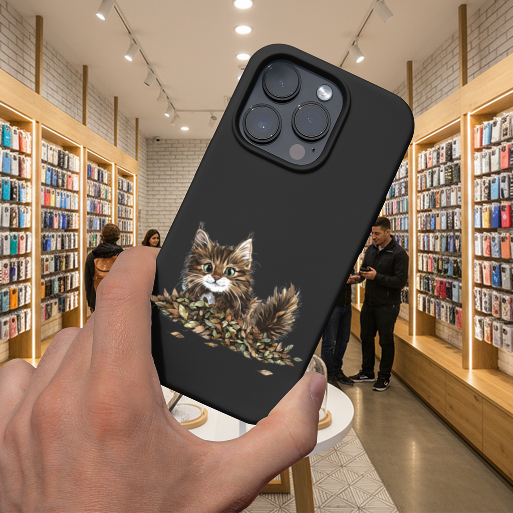 Yapraklar Arasında Sevimli Yavru Kedi iPhone 16 Pro Max Kılıfı