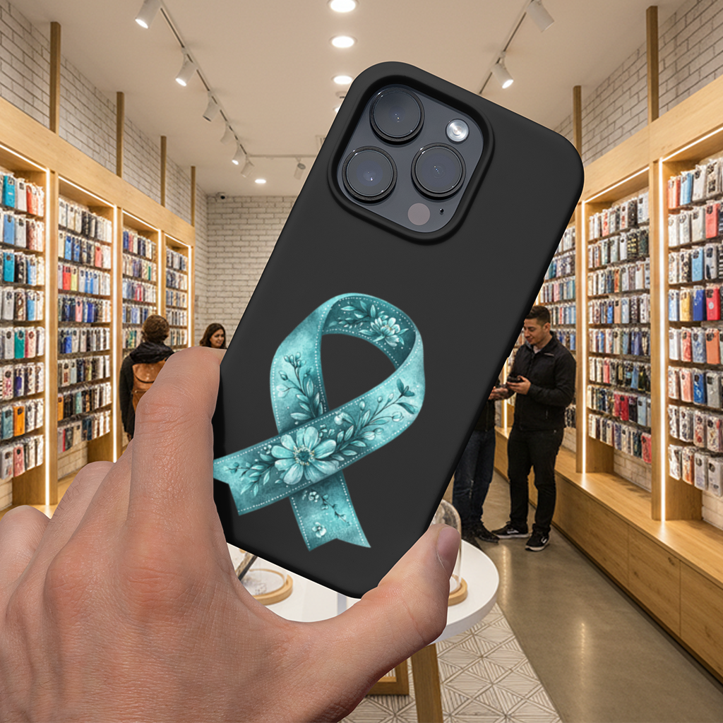Floral Teal Awareness Ribbon iPhone 16 Pro Max Case