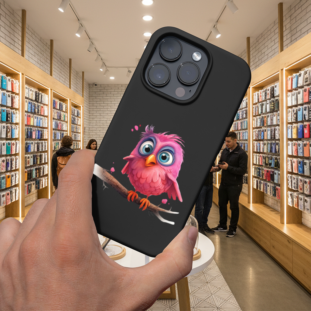 Cute Pink Bird with Large Blue Eyes iPhone 16 Pro Max Case