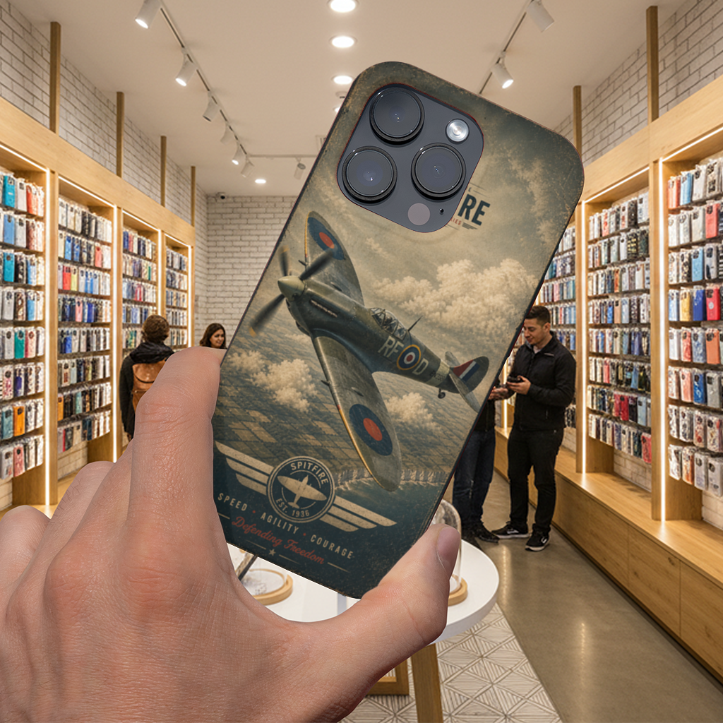 Spitfire Savaş Uçağı Retro iPhone 16 Pro Max Kılıfı